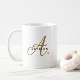 Girly Chic White Gold Script Monogram Kaffeetasse