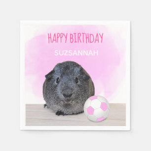 Girly Child Birthday Guinea Pig Pink Fußball Serviette