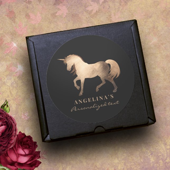 Girly Classy Luxury Rose Golden Foil Custom Unicor Runder Aufkleber (Von Creator hochgeladen)
