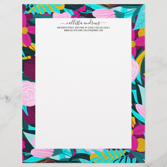 Girly Colorful Floral Blätter Illustration Pattern (Vorderseite)