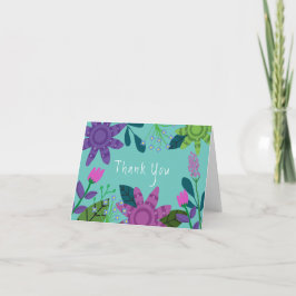 Girly Colorful Floral Dankeskarte