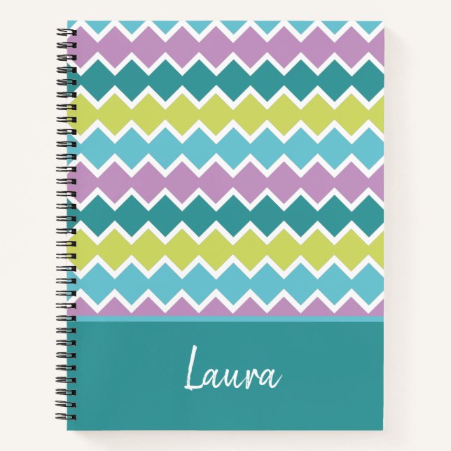 Girly Colorful Muster Personalisiert Notizbuch (Vorderseite)