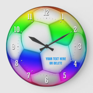 Girly Colorful Soccer Football Gift Große Wanduhr