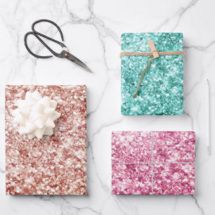 Girly Confetti Glitzer Geschenkpapier Set