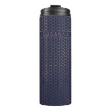 Girly Copper Rose Gold Navy Blue Geometric Muster