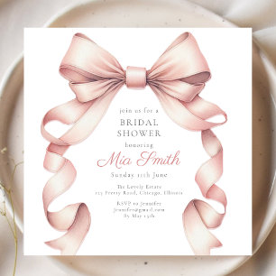 Girly Coquette Blush Wassercolor Bow Brautparty Einladung