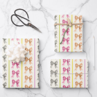 Girly Coquette Bow und Strip Wrapping Paper Geschenkpapier Set