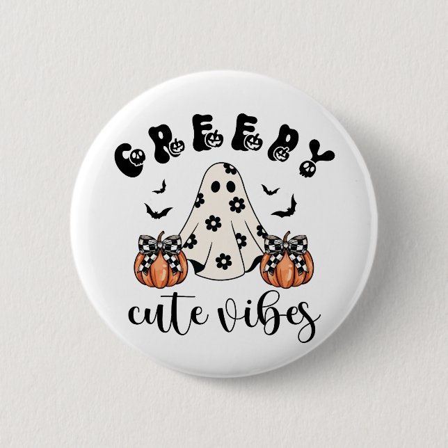 Girly Coquette Creepy Niedlich Vibes Halloween Button (Vorderseite)