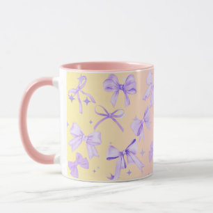 Girly Coquette Kawaii Pink Bow Tasse Ombre Pink