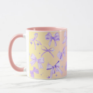 Girly Coquette Kawaii Pink Bow Tasse Ombre Pink