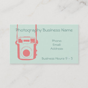 Girly Coral and Mint Vintag Camera Business Card Visitenkarte
