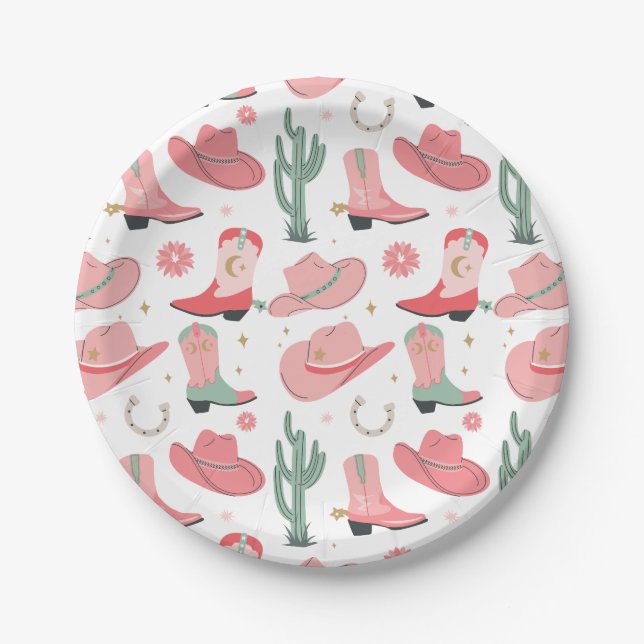 Girly Cowgirl Musterpapier Teller (Vorderseite)