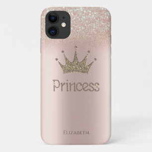 Girly Crown Princess, Rose Gold Glitzer Bokeh Case-Mate iPhone Hülle