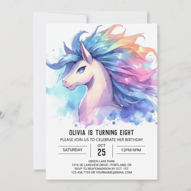Girly Custom Pferd Geburtstag Einladung (Vorderseite)