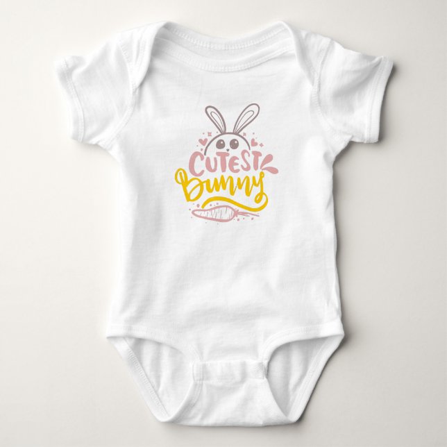 Girly Cutest Bunny Easter Rabbit Quote Baby Bodysu Strampler (Vorderseite)