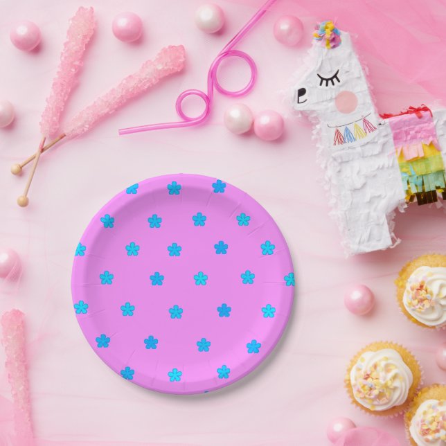 Girly Daisy Pink/Aqua> iPhone 6 Fall Pappteller (Party)