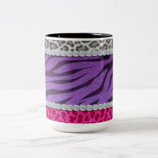 Girly Diamant-Tierdruck Zweifarbige Tasse