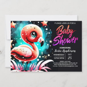 Girly Digital Flamingo Baby Dusche Einladung