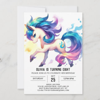 Girly Digital Horse Geburtstag Einladung