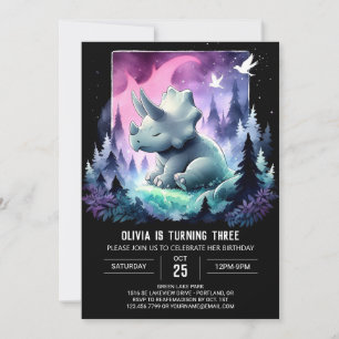 Girly Dinosaur Triceratops Geburtstag Einladung