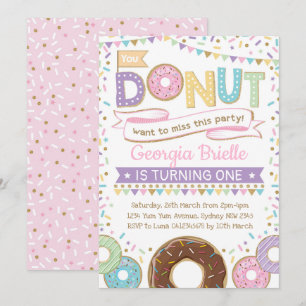 Girly Donut Einladung Doughnut Geburtstagsprinklen