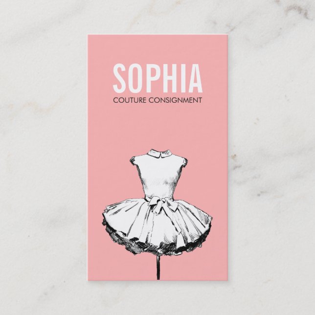 Girly Dress Pink Fashion Boutique Fett Typografie Visitenkarte (Vorderseite)