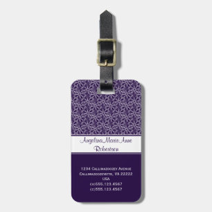 Girly dunkle lila weiße Blumengepäck-Umbauten Gepäckanhänger