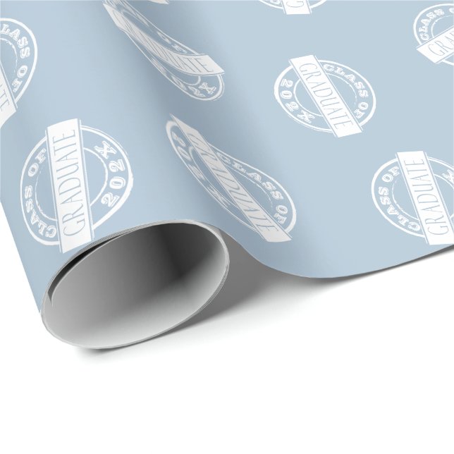 Girly Dusty Blue Grad Graduate Class Year Geschenkpapier (Rolleneckpunkt)