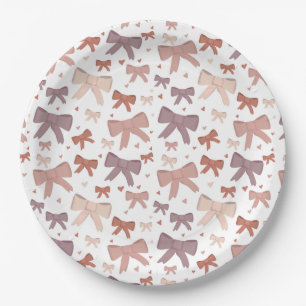 Girly Dusty Pink Bows and Little Hearts Pappteller