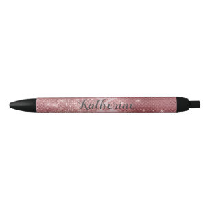 Girly Dusty Pink Rose Gold Diamond Monogram Name Kugelschreiber