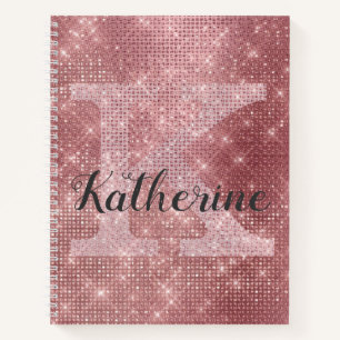 Girly Dusty Pink Rose Gold Sparkline Name Notizbuch