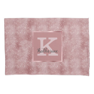 Girly Dusty Rose Gold Pink Sparkone Monogramm Name Kissenbezug