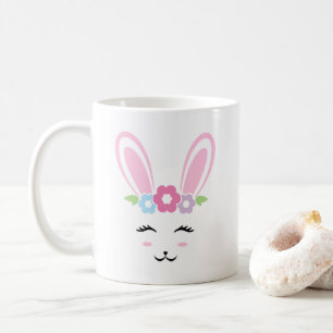 Girly Easter Glam Bunny Face Kaffeetasse