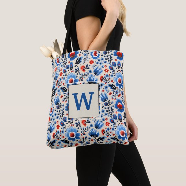 Girly Elegant Blue Wildblumen Stylish Custom Tasche (Von Nahem)