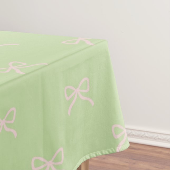 Girly Elegant Green & Pink Bow Pattern Spring Tischdecke (Beispiel)
