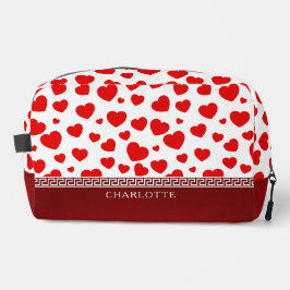 Girly Elegant Red Heart Individuelle Name Waschbeutel