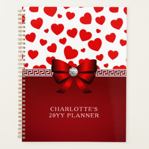 Girly Elegant Red Heart, Red Ribbon Nom personnali