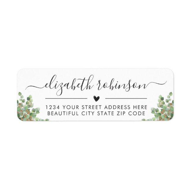 Girly Elegant Script Greenerity Address Label (Vorne)