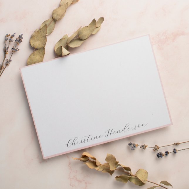 Girly Elegante Blush Pink Stationery Flat Mitteilungskarte (Von Creator hochgeladen)