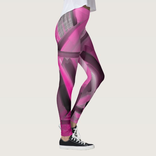 Girly Elegante Hot Pink Black Modern Art Leggings (Rechts)