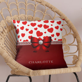 Girly Elegante Red Heart & Red Ribbon Individuelle Kissen