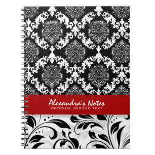 Girly elegante Schwarz-Weiß-Damasken 2 Notizblock