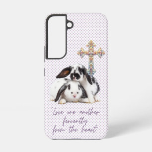 Girly Faith Grey Dot Kaninchen Pastell Kreuz Samsung Galaxy Hülle