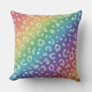 Girly Faux Glitter Regenbogen-Leopardenprint Kissen