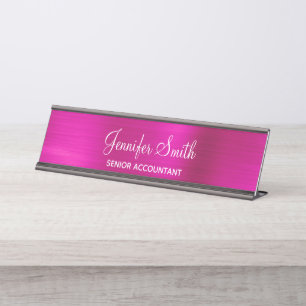 Girly Faux Hot Pink Folie Schreibtischnamensplakette