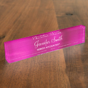 Girly Faux Hot Pink Folien Name und Jobtitel Namensplakette
