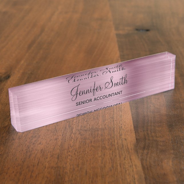 Girly Faux Light Pink Foil Namensplakette (Seite)