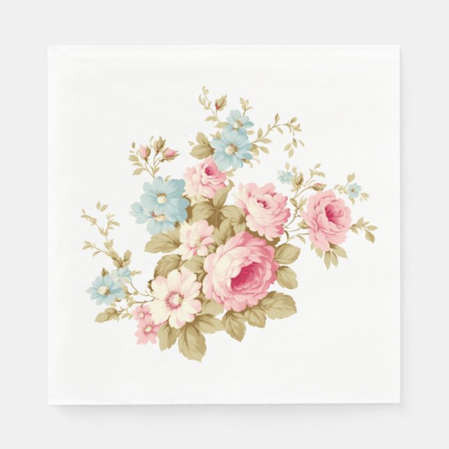 Girly Feminine Vintag Pink Roses Serviette (Vorderseite)