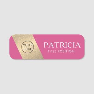 Girly Flambe Pink & Luxury Gold Glitzer: Chic Logo Namensschild