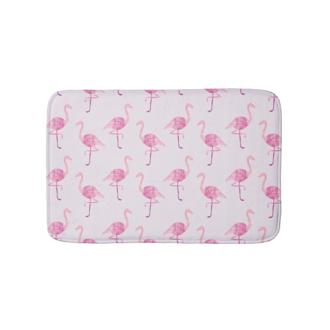Girly Flamingo Pink Wasserfarben Muster Badematte (Vorderseite)